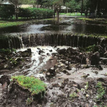 Washout in the Town of Penney Farms’ Kohler Park after Hurricane Irma