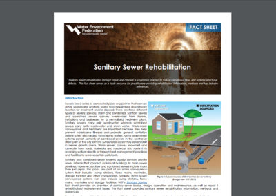 “Water Environment Federation” article, “Sanitary Sewer Rehabilitation” authored in-part by CMT’s Tim Sumner, PE, CFM, CSM